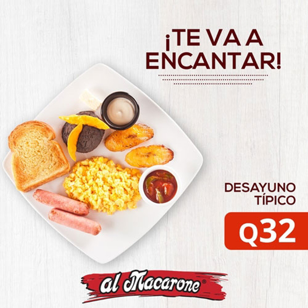 Disfruta del desayuno típico de las franquicias Al Macarrone