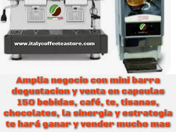 Tienda, comercio, negocio, empresa, amplia tu negocio con café/te/tisanas,/chocolates/zumos todo en capsulas, en solo 4 m2 con distribución zonal opcional, gana el doble y vende mas con sinergias. Italy Coffee Tea Store 